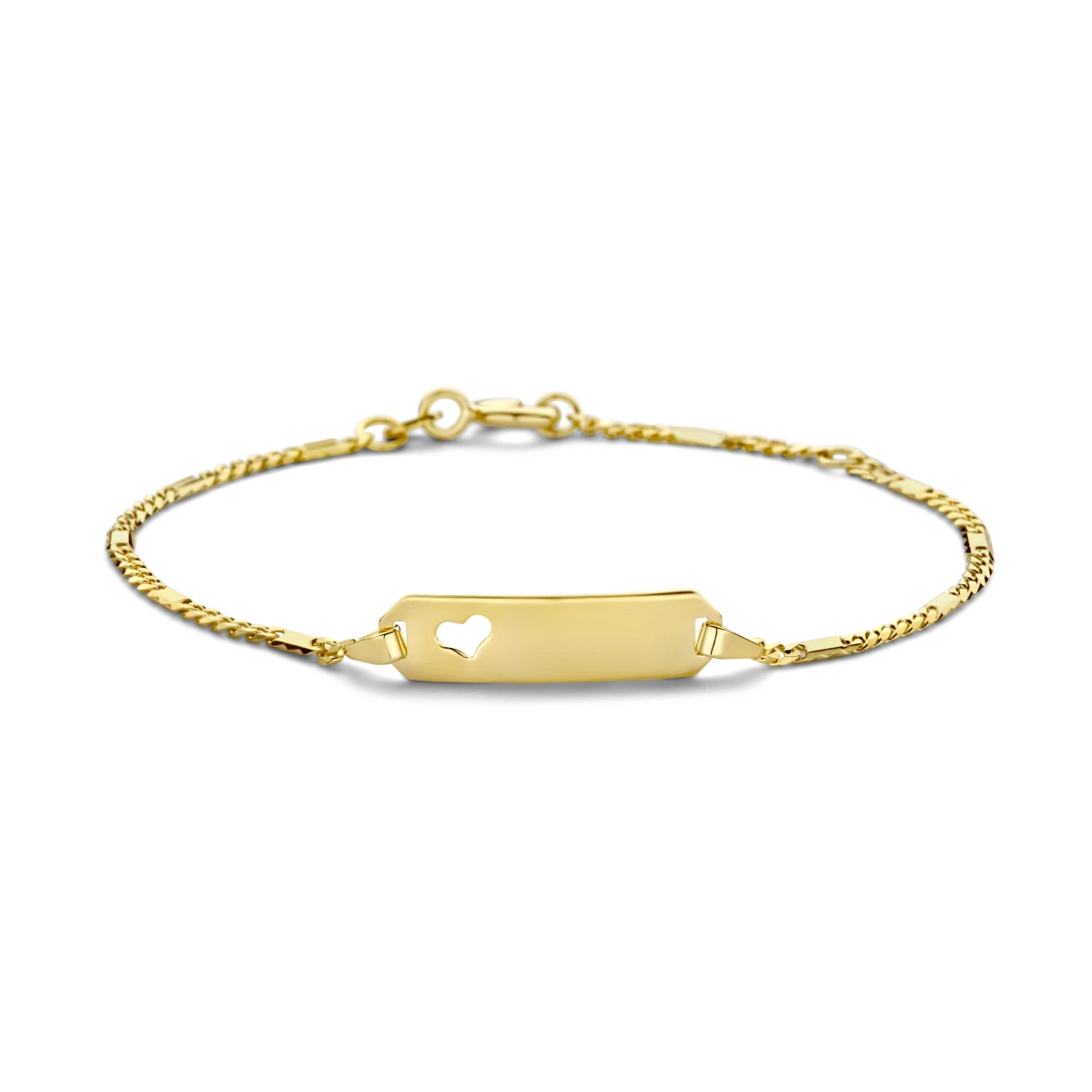 graveerarmband hart plaat 5,5 mm 14K geelgoud