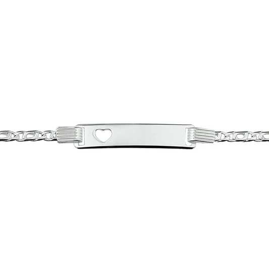 graveerarmband hart plaat 6 mm 16-18 cm zilver gerhodineerd