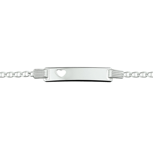 graveerarmband hart plaat 6 mm 16-18 cm zilver gerhodineerd