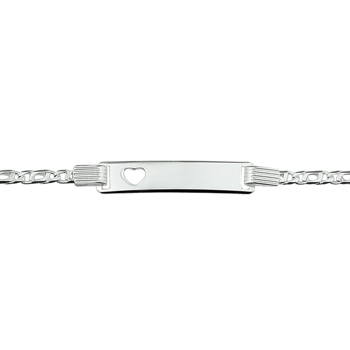 graveerarmband hart plaat 6 mm 16-18 cm zilver gerhodineerd