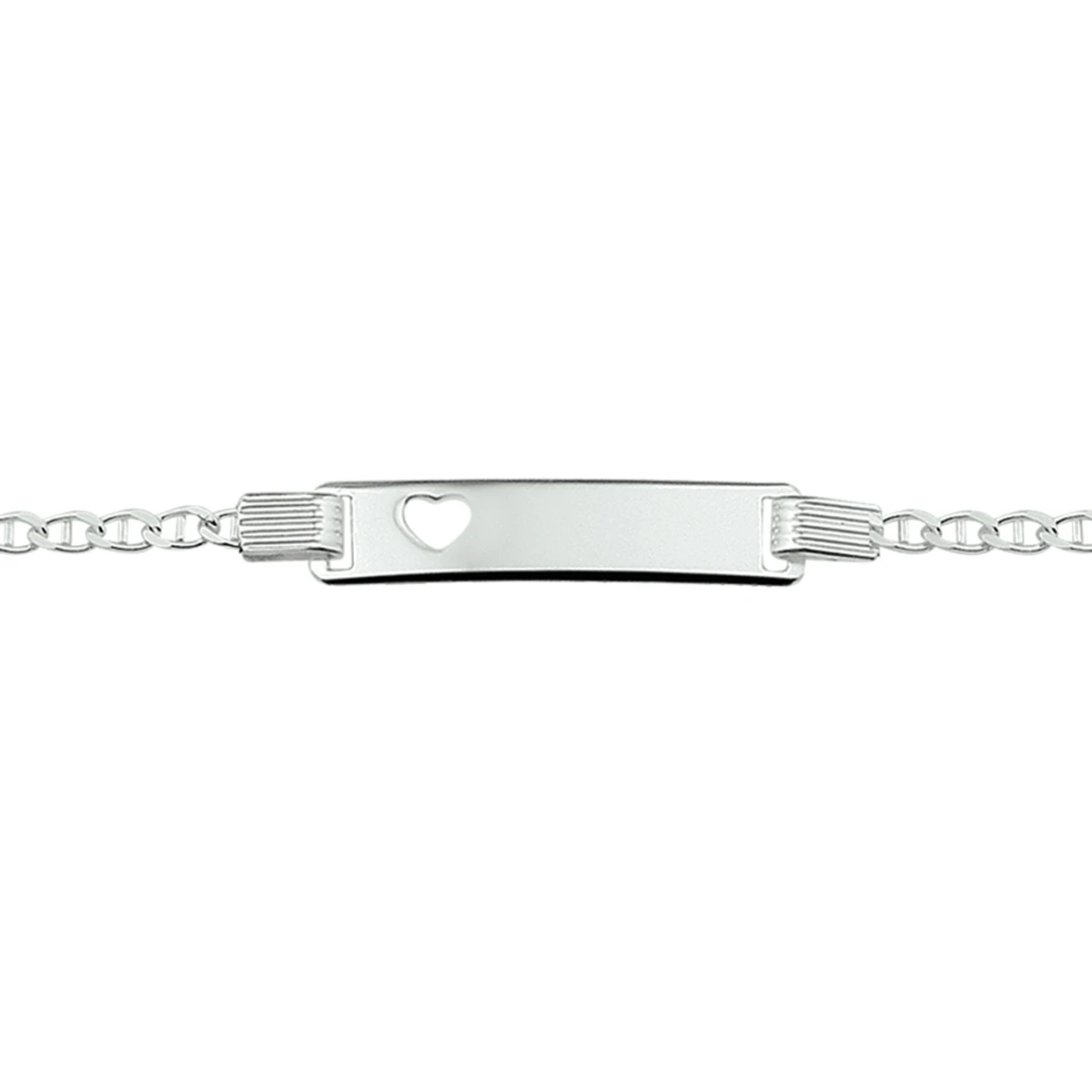 graveerarmband hart plaat 6 mm 16-18 cm zilver gerhodineerd