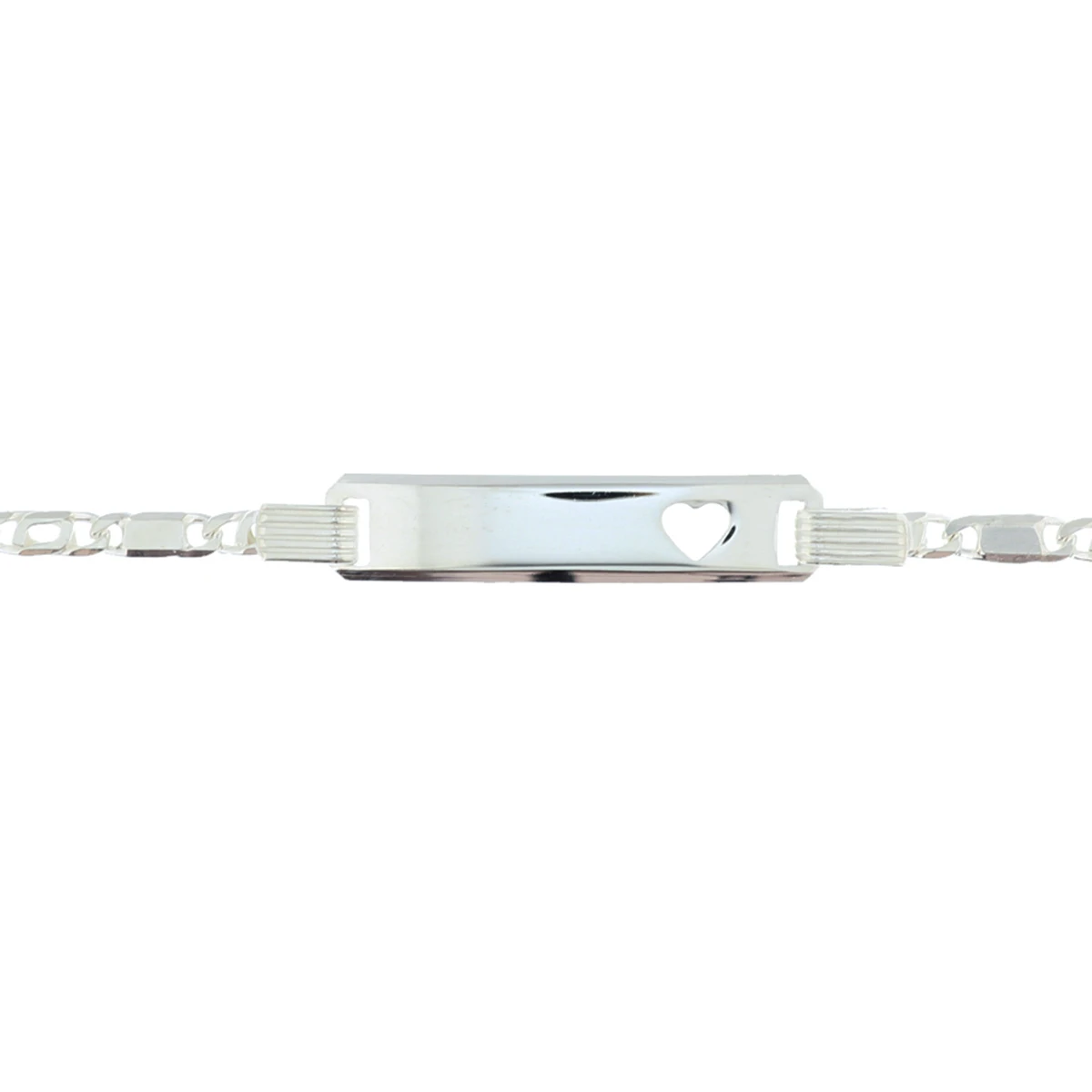 graveerarmband hart plaat 6,0 mm 16 - 18 cm zilver wit