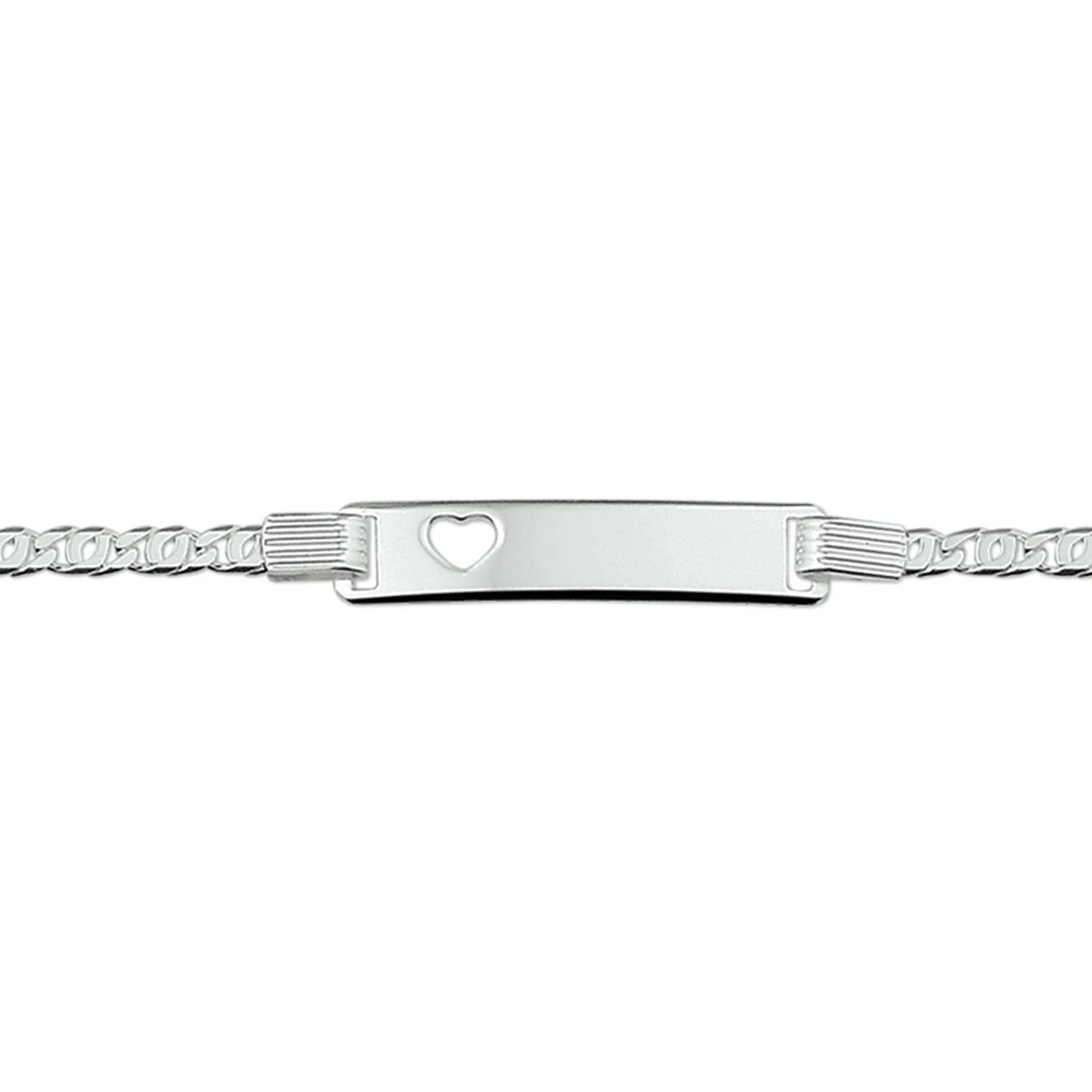 graveerarmband hart plaat 6,0 mm zilver wit
