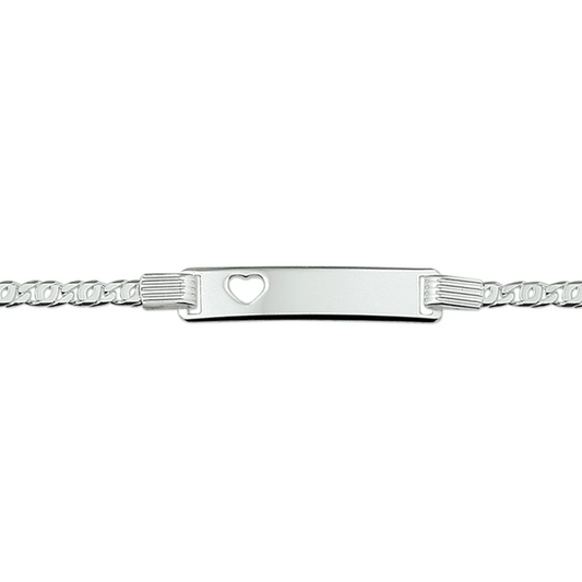 graveerarmband hart plaat 6,0 mm zilver wit
