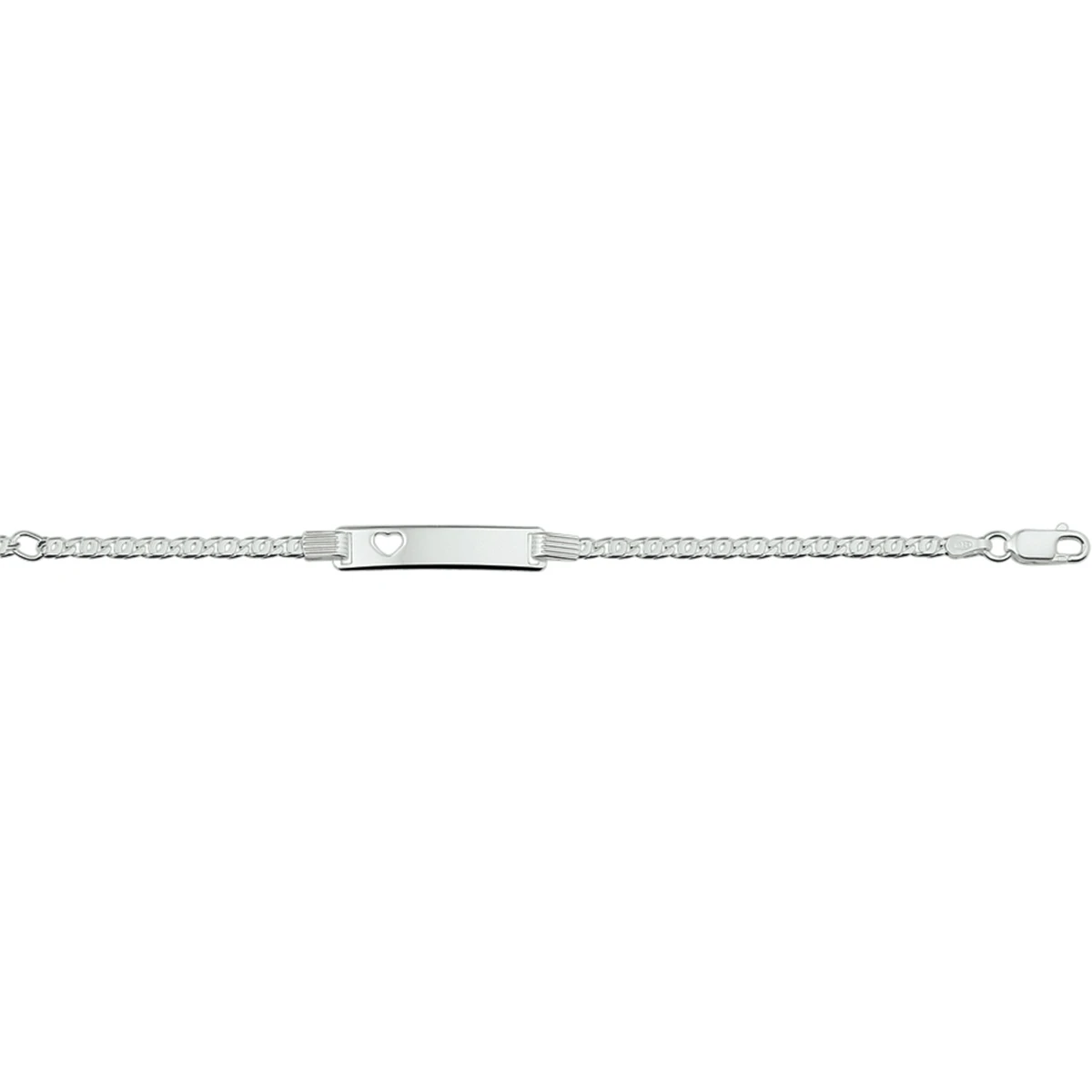 graveerarmband hart plaat 6,0 mm zilver wit
