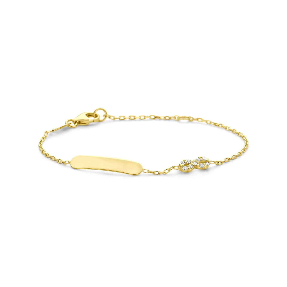 graveerarmband infinity zirkonia 11 - 13 cm 14K geelgoud