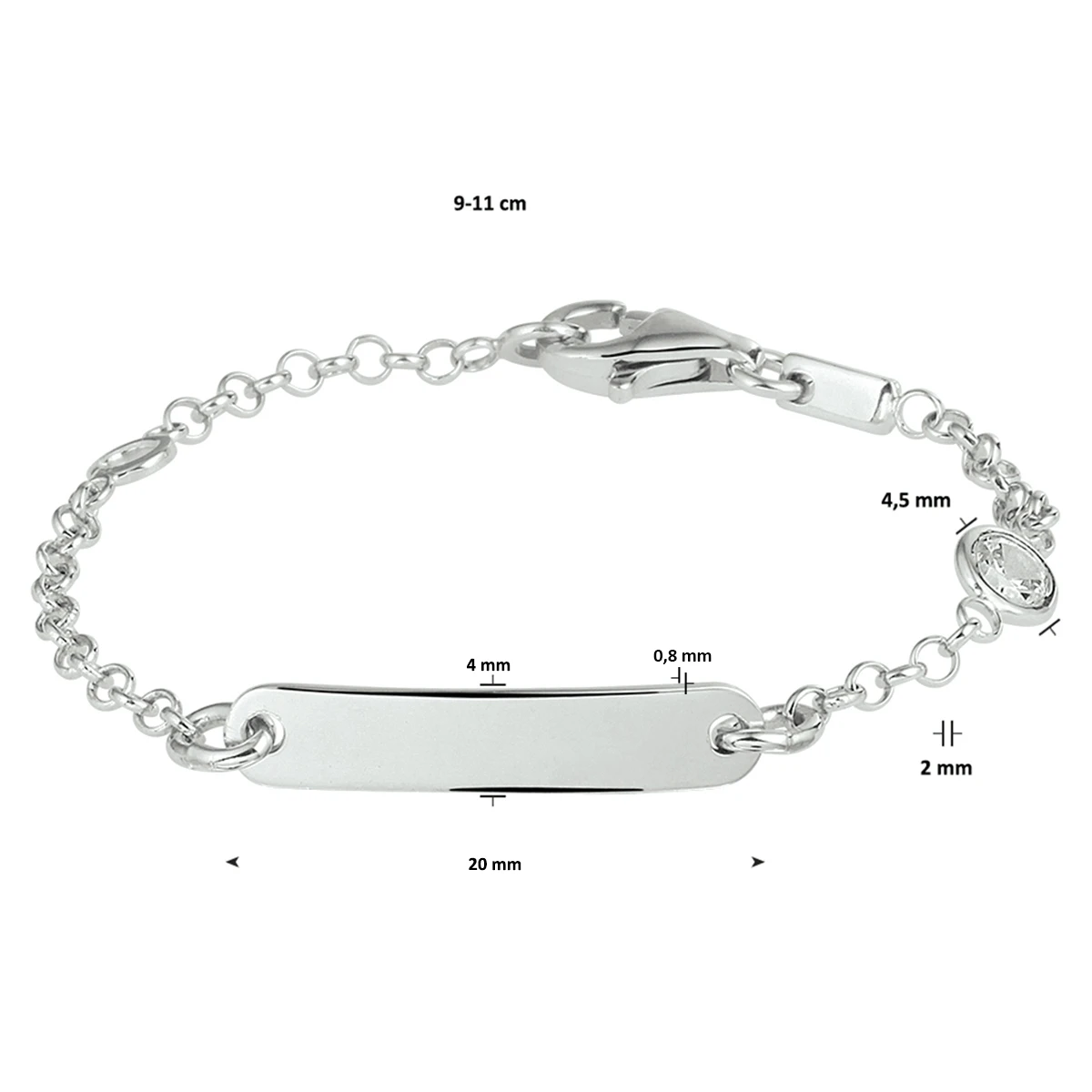 graveerarmband jasseron plaat 4,0 mm zilver gerhodineerd