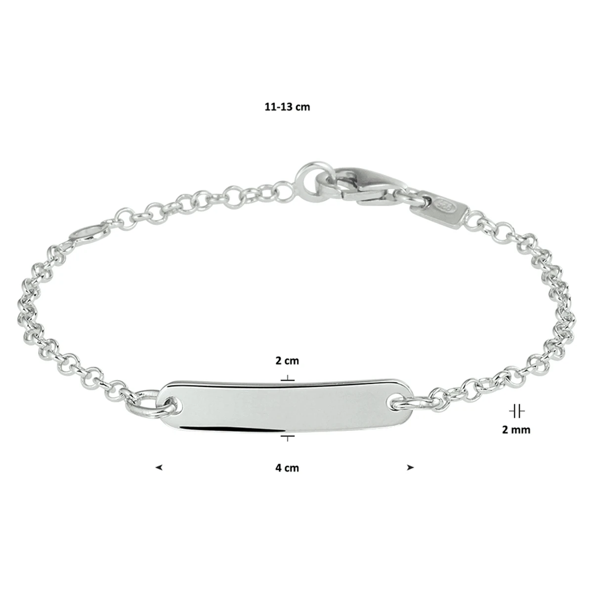 graveerarmband jasseron plaat 4,0 mm zilver gerhodineerd