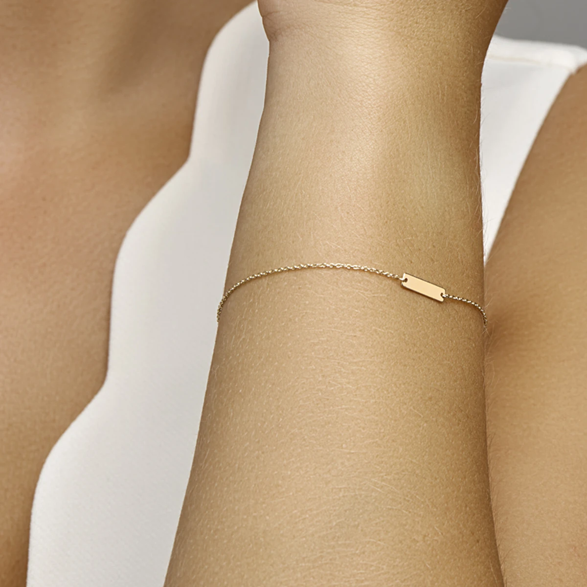 graveerarmband plaat 3 mm 15,5 - 16,5 - 17,5 cm 14K geelgoud