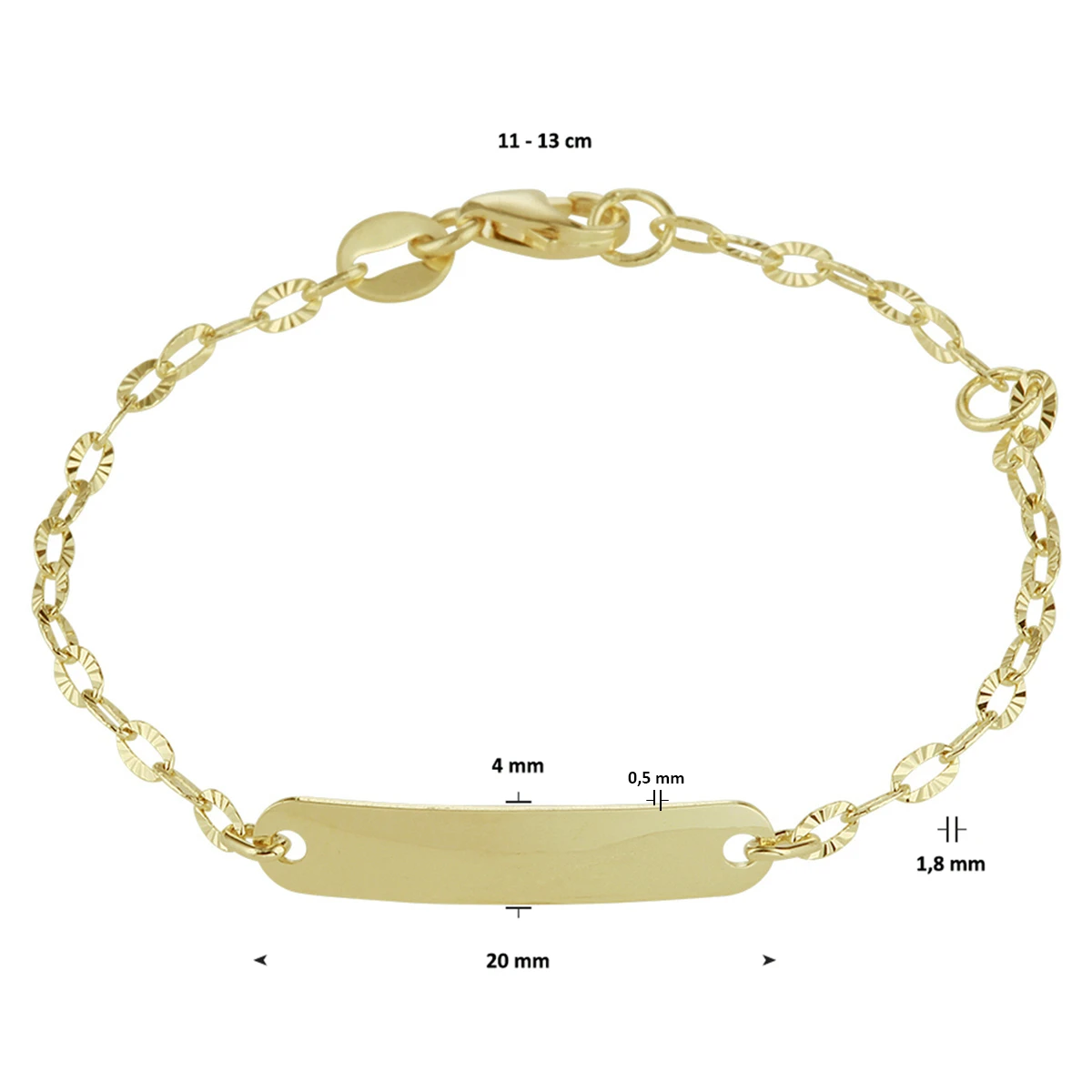 graveerarmband plaat 4,0 mm 11 - 13 cm 14K geelgoud