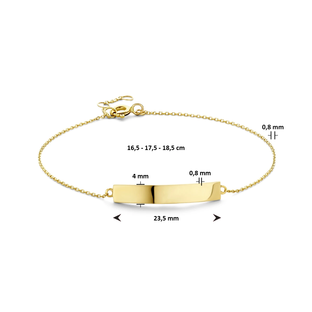 graveerarmband plaat 4,0 mm 16,5 - 17,5 - 18,5 cm 14K geelgoud
