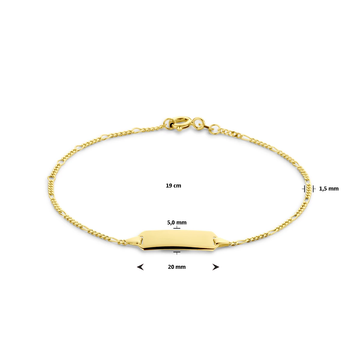 graveerarmband plaat 5 mm 15,5 - 19 cm 14K geelgoud