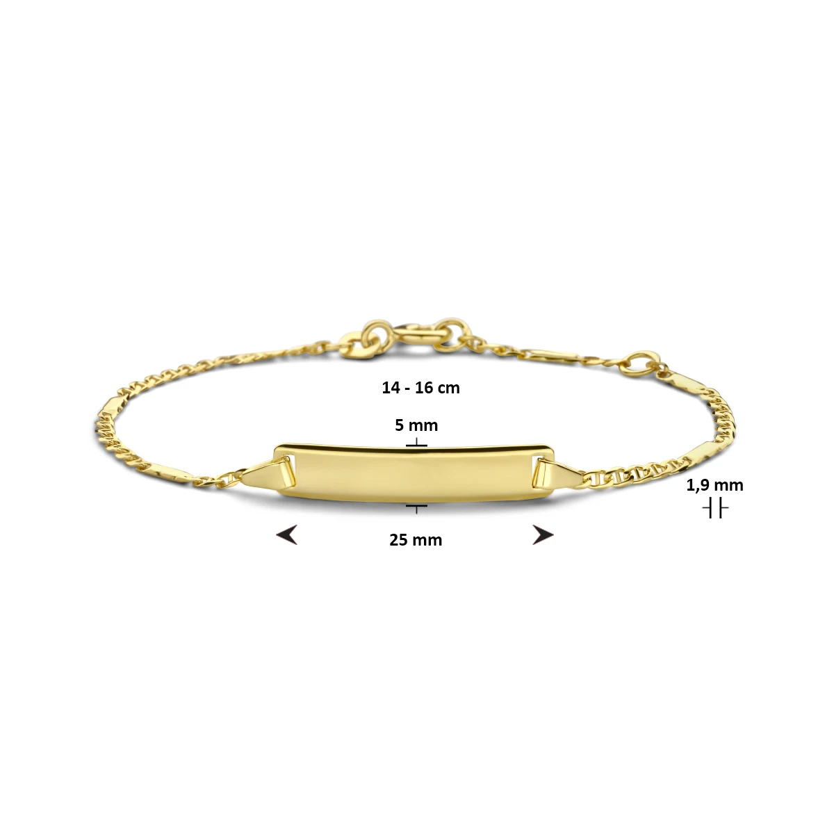 graveerarmband plaat 5,0 mm 14K geelgoud