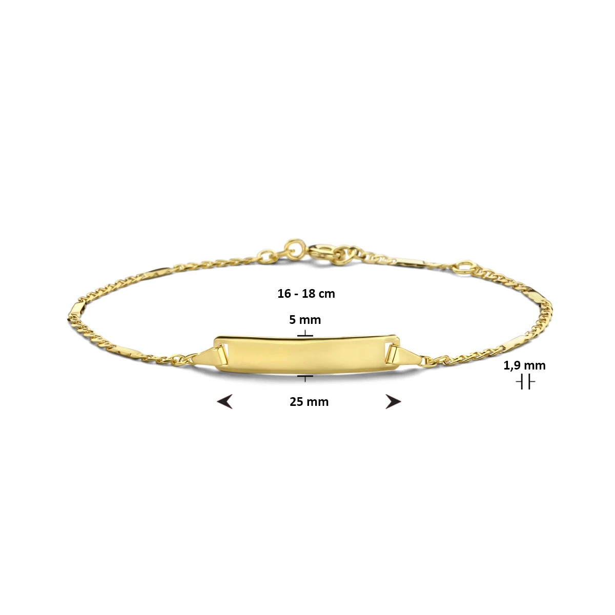 graveerarmband plaat 5,0 mm 14K geelgoud