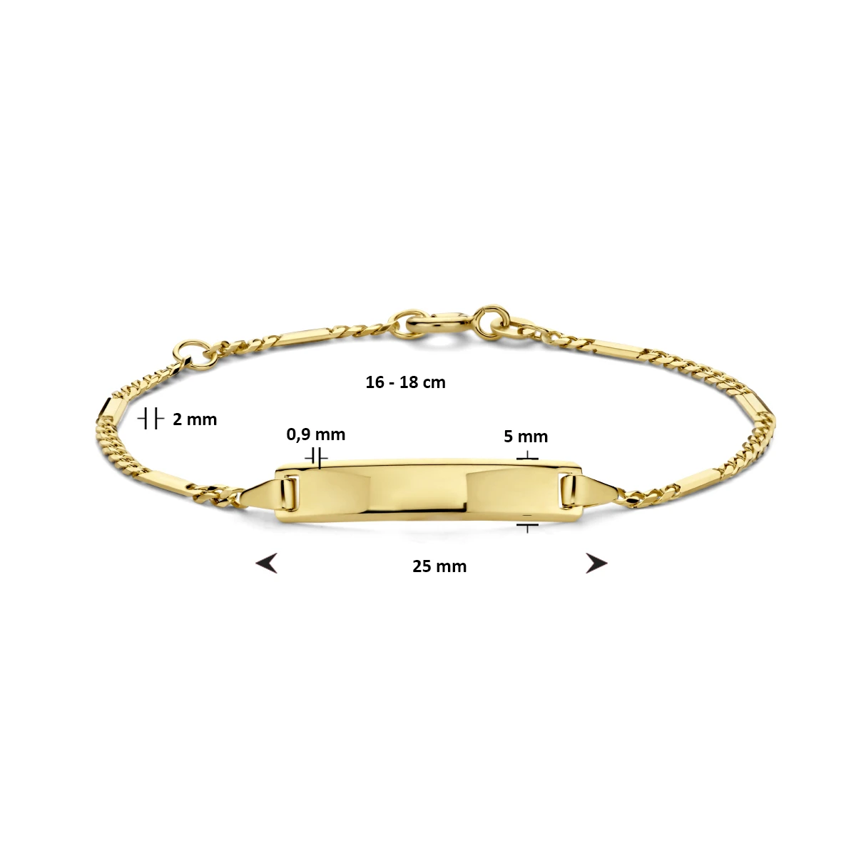 graveerarmband plaat 5,0 mm 14K geelgoud