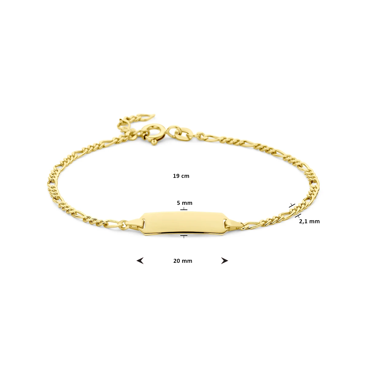 graveerarmband plaat 5,0 mm 16 - 17 - 18 - 19 cm 14K geelgoud
