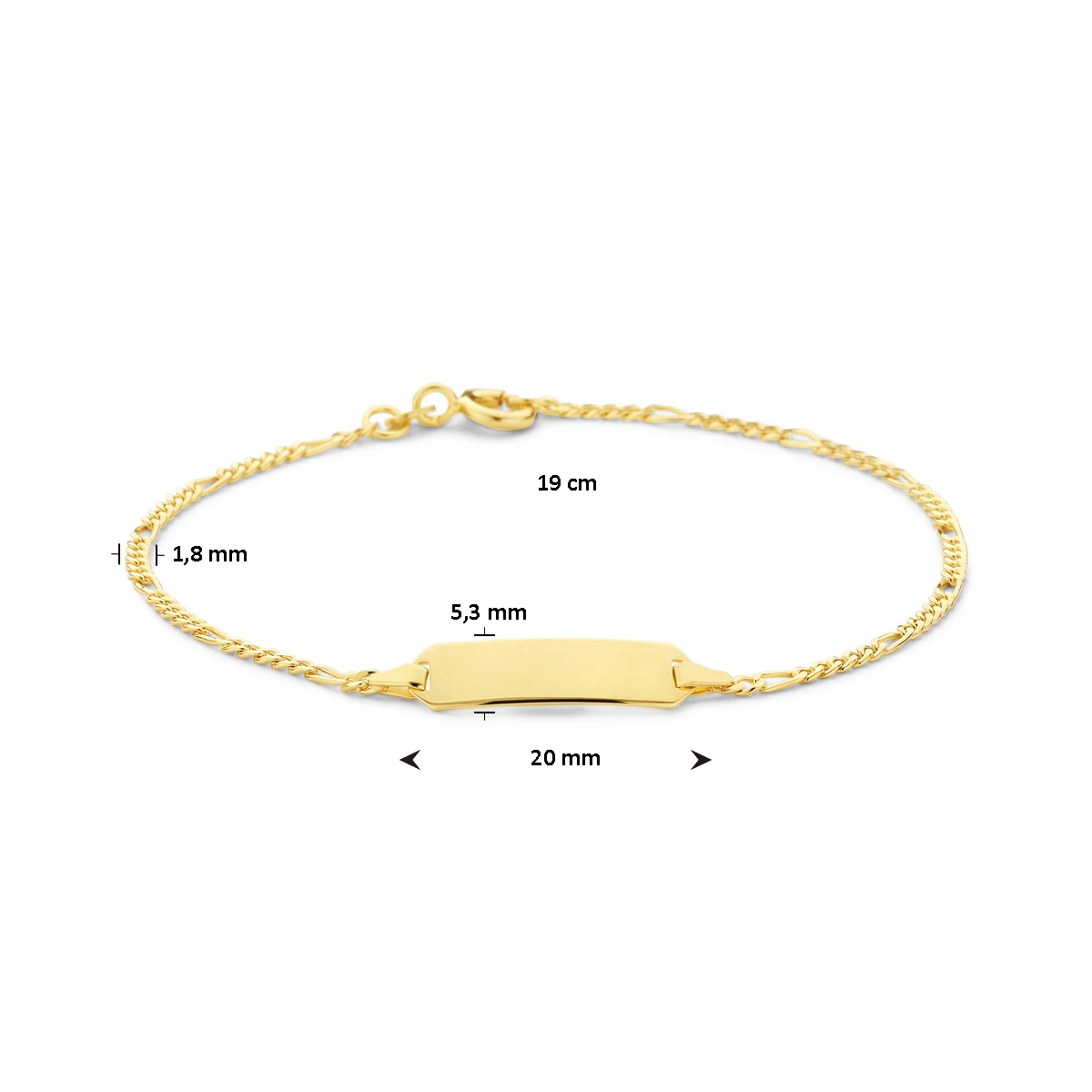 graveerarmband plaat 5,3 mm 15,5 - 19 cm 14K geelgoud