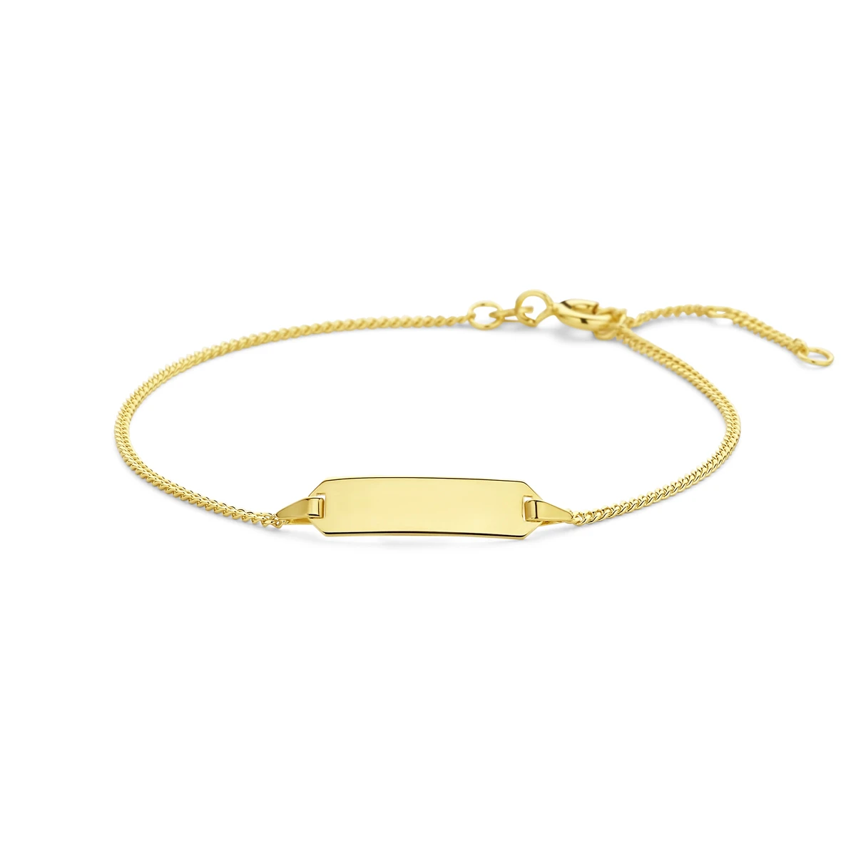 graveerarmband plaat 5,3 mm 16,5 - 17,5 - 19 cm 14K geelgoud