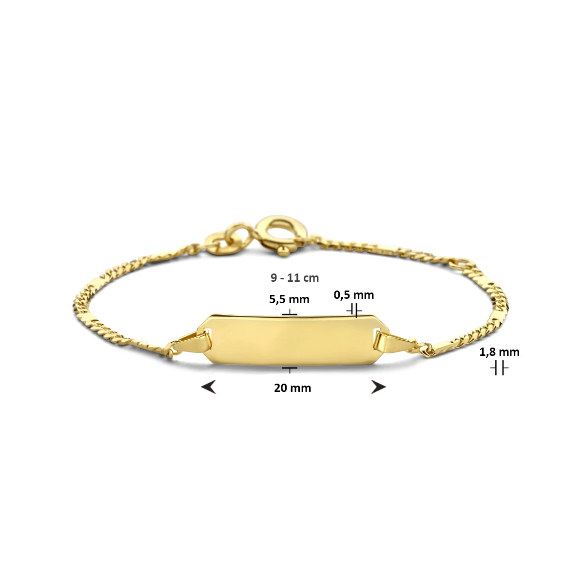 graveerarmband plaat 5,5 mm 14K geelgoud
