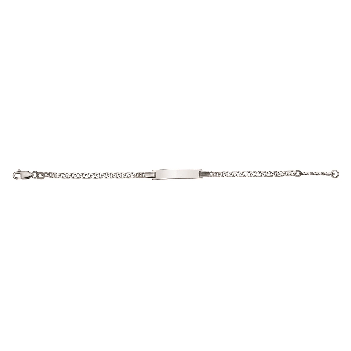 graveerarmband valkenoog plaat 5,0 mm 14 - 16 cm zilver gerhodineerd