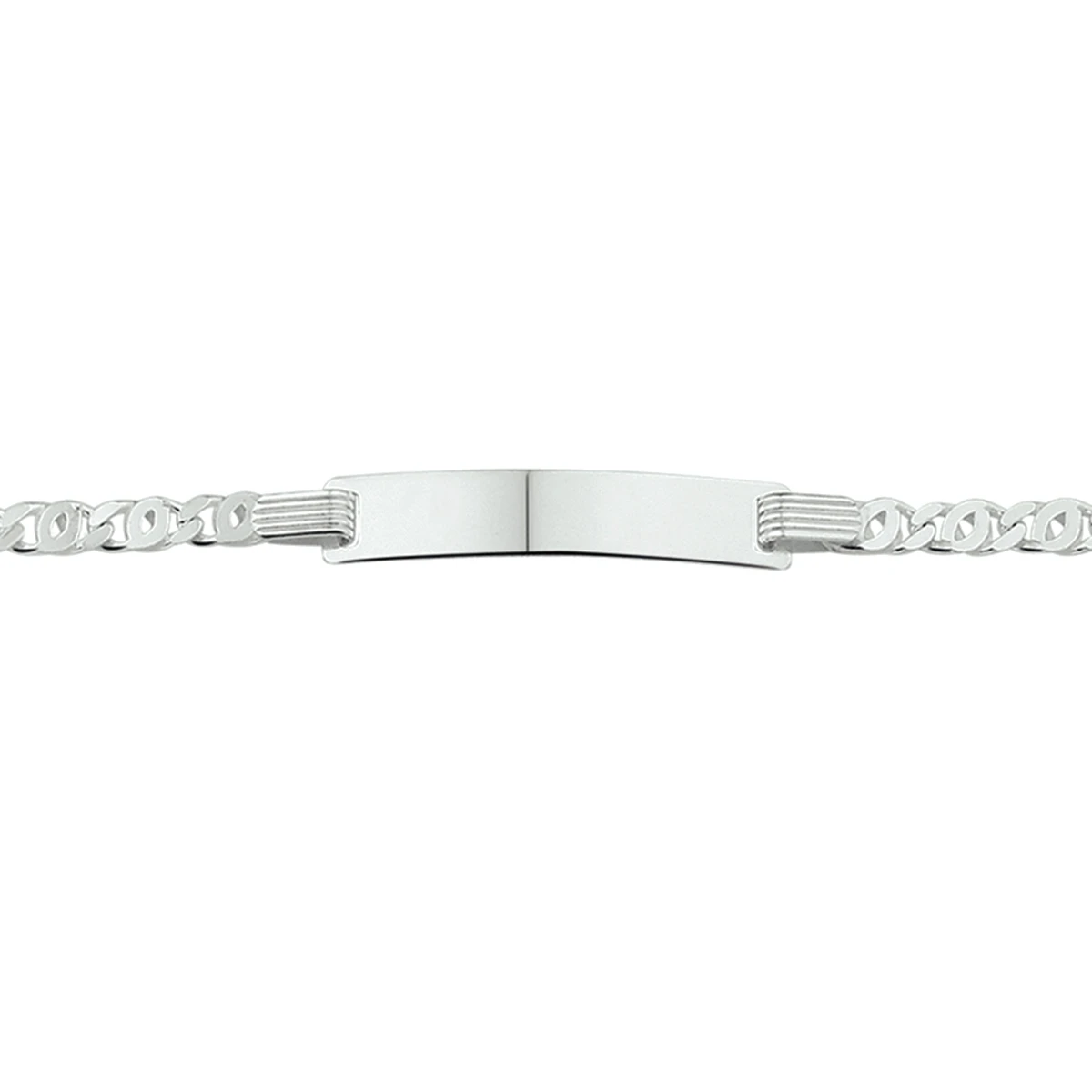 graveerarmband valkenoog plaat 5,0 mm 14 - 16 cm zilver gerhodineerd