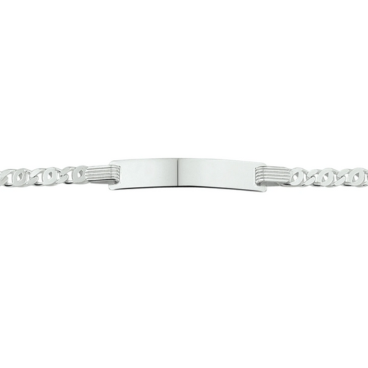 graveerarmband valkenoog plaat 5,0 mm 14 - 16 cm zilver gerhodineerd