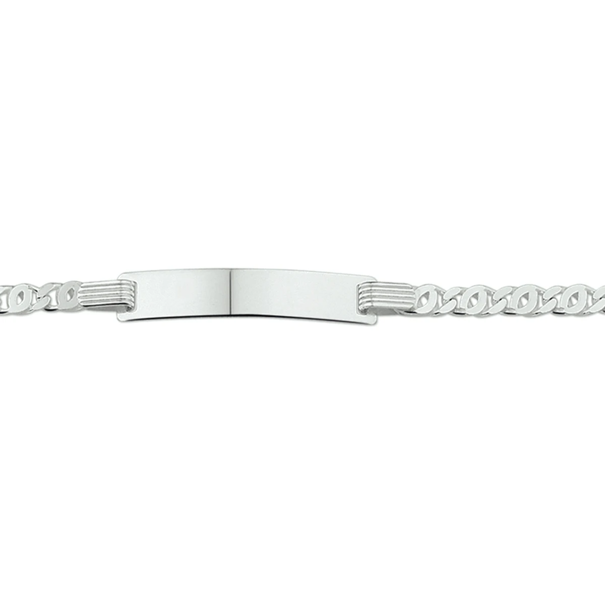graveerarmband valkenoog plaat 5,0 mm 16 - 18 cm zilver wit