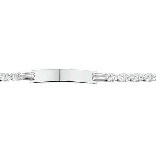 graveerarmband valkenoog plaat 5,0 mm 16 - 18 cm zilver wit