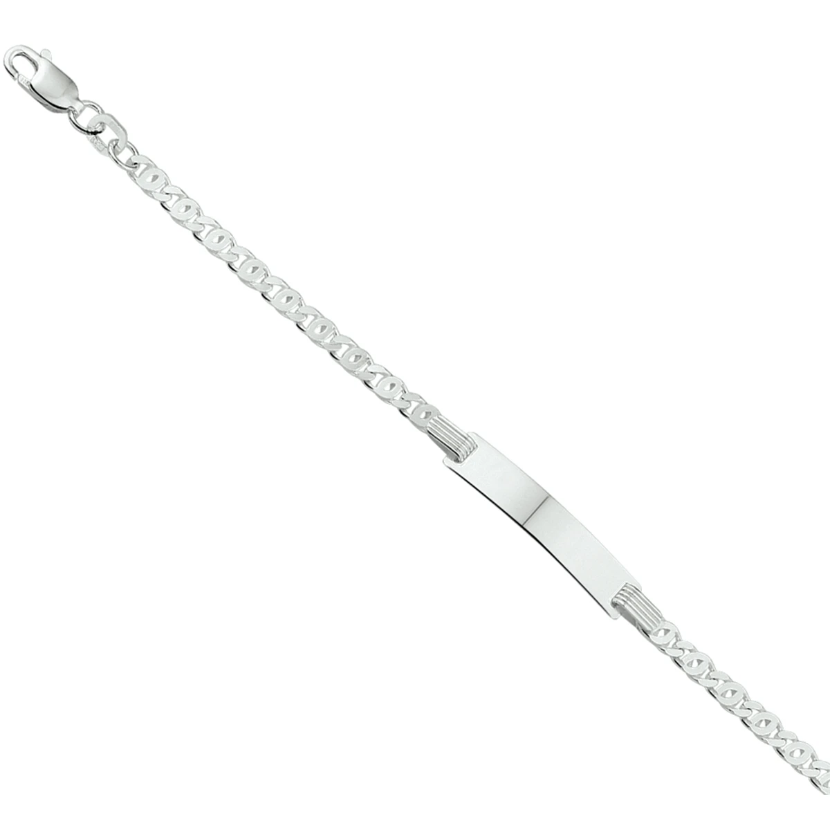 graveerarmband valkenoog plaat 5,0 mm 16 - 18 cm zilver wit