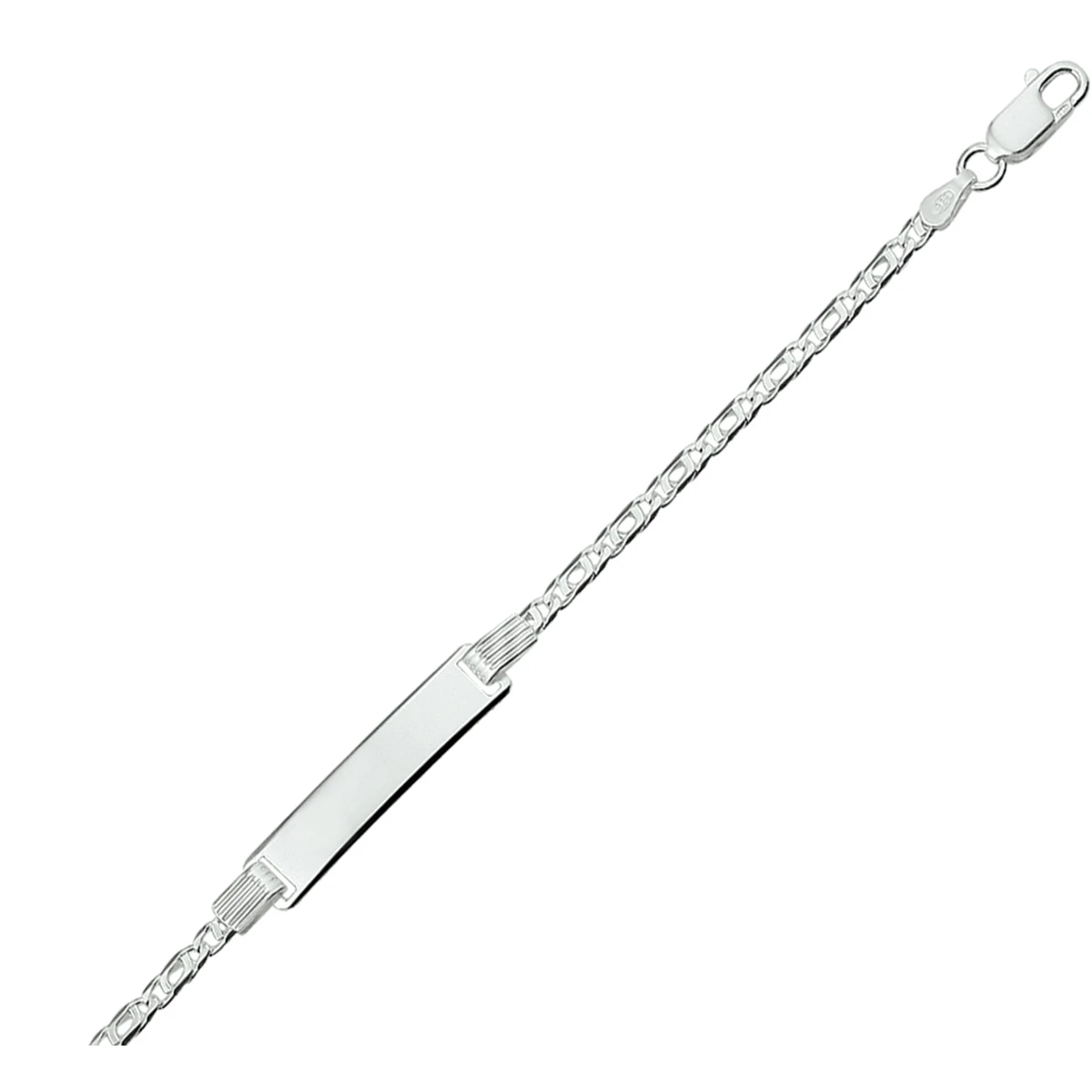 graveerarmband valkenoog plaat 6,0 mm zilver wit