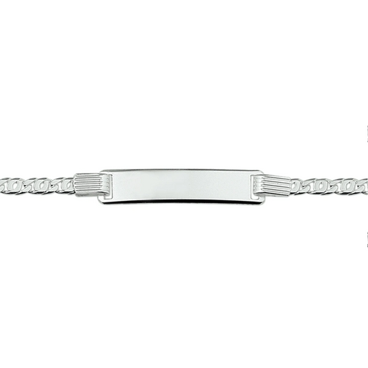 graveerarmband valkenoog plaat 6,0 mm zilver wit