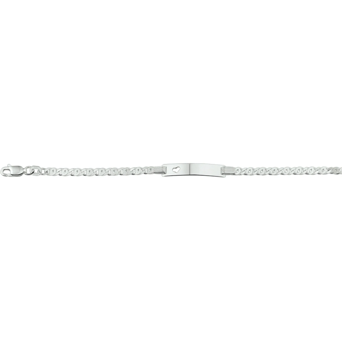 graveerarmband valkenoog plaat met hartje 5,0 mm 16 - 18 cm zilver wit