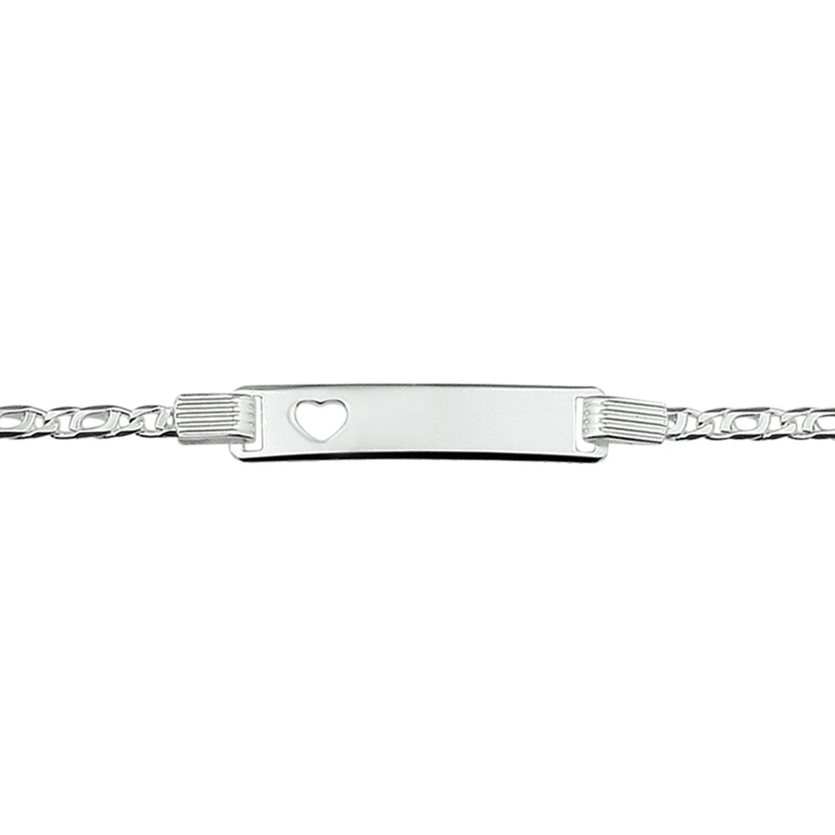 graveerarmband valkenoog plaat met hartje 6,0 mm 16 - 18 cm zilver wit