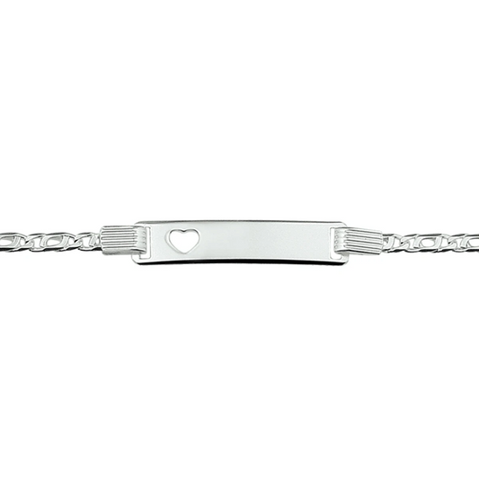 graveerarmband valkenoog plaat met hartje 6,0 mm 16 - 18 cm zilver wit