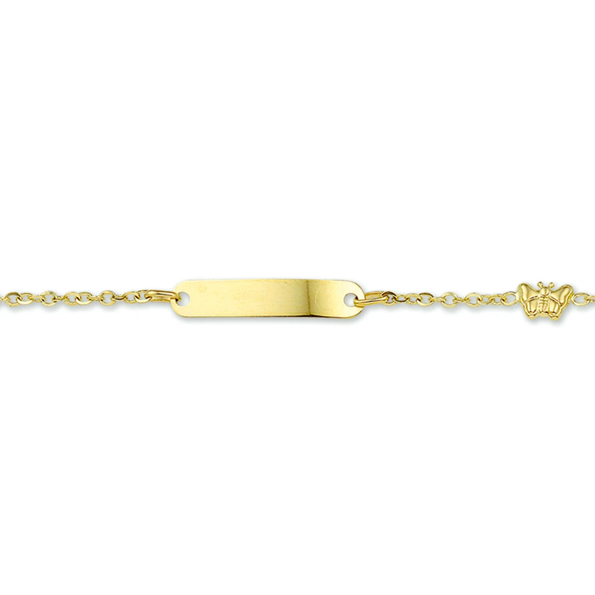 graveerarmband vlinder plaat 4,0 mm 14K geelgoud