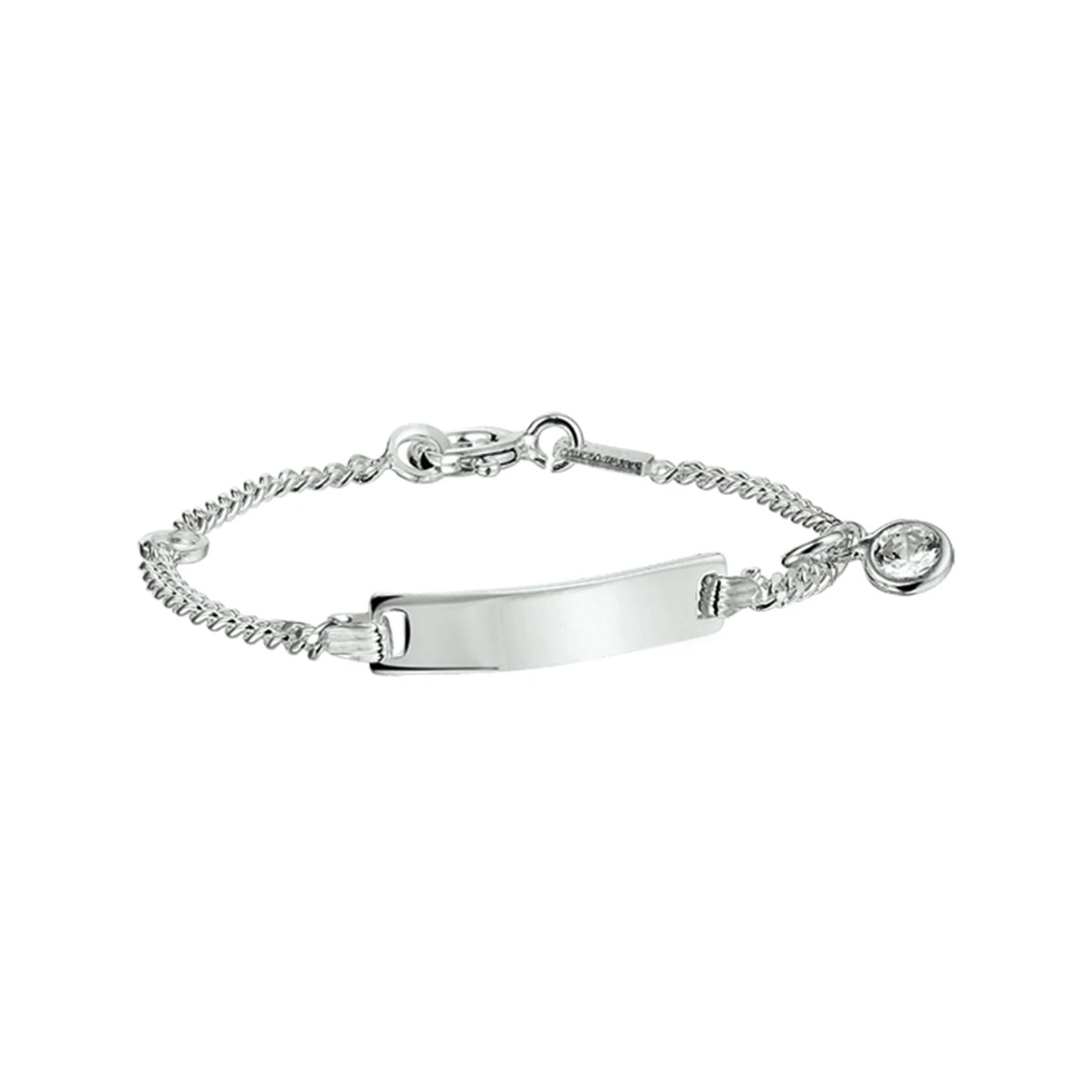graveerarmband zirkonia plaat 4,2 mm 11 - 13 cm zilver gerhodineerd