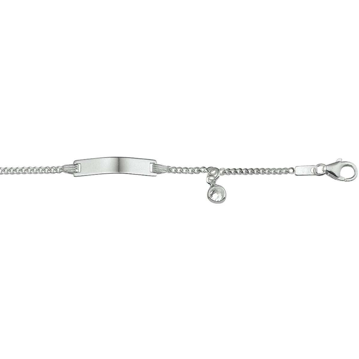 graveerarmband zirkonia plaat 4,2 mm 11 - 13 cm zilver gerhodineerd