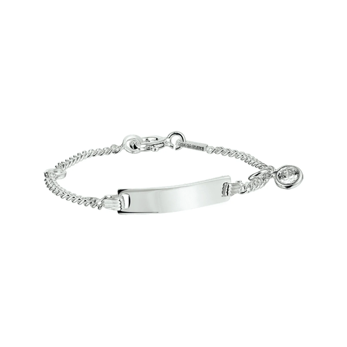 graveerarmband zirkonia plaat 4,2 mm zilver wit