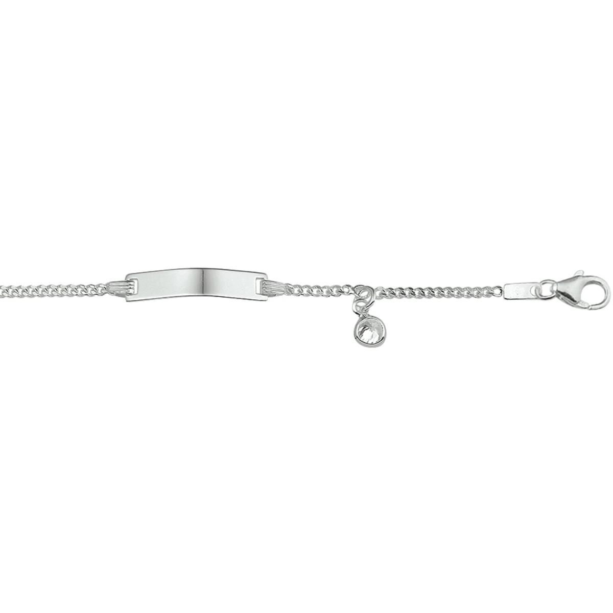 graveerarmband zirkonia plaat 4,2 mm zilver wit