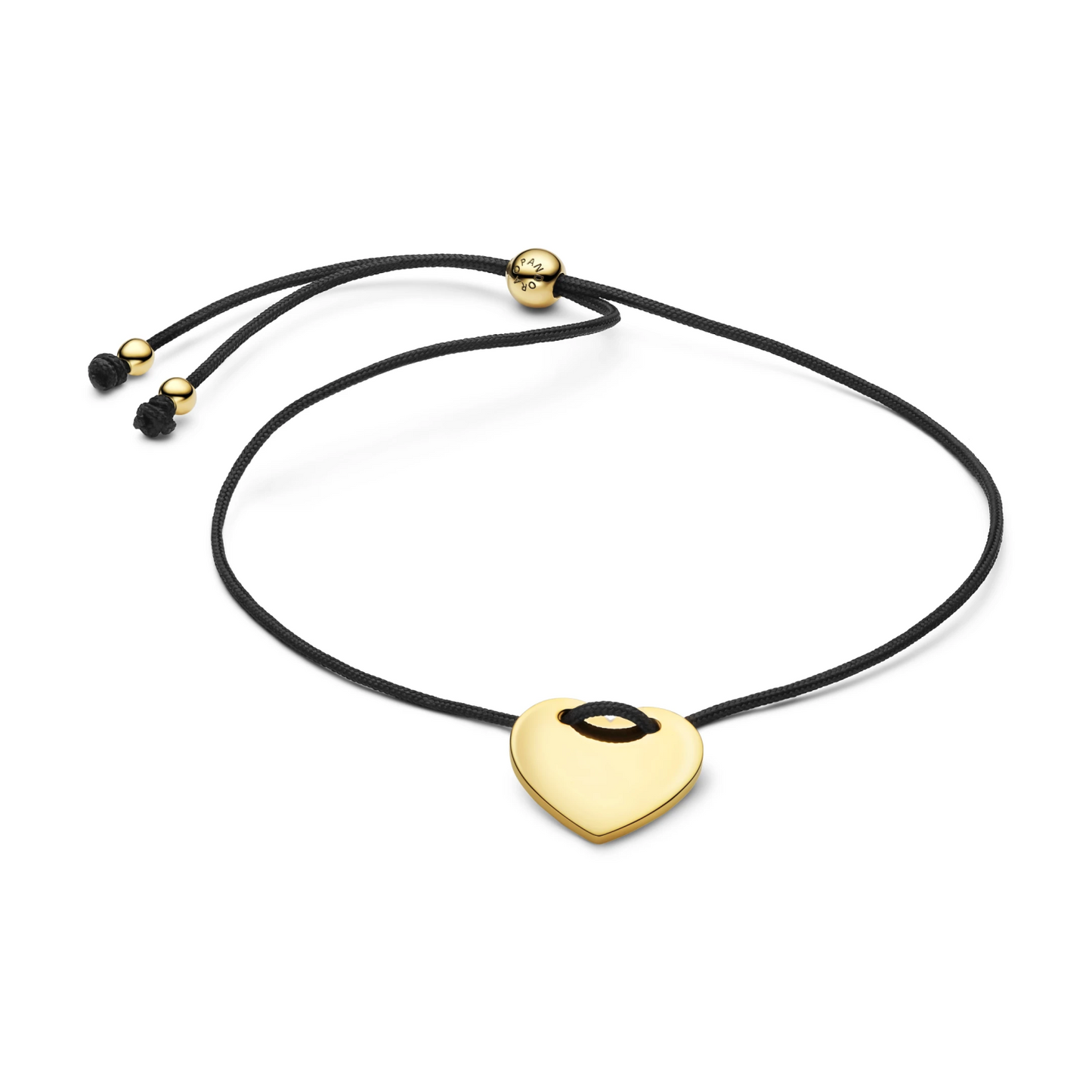 Graveerbaar Hart Zwart Koord Slider Armband