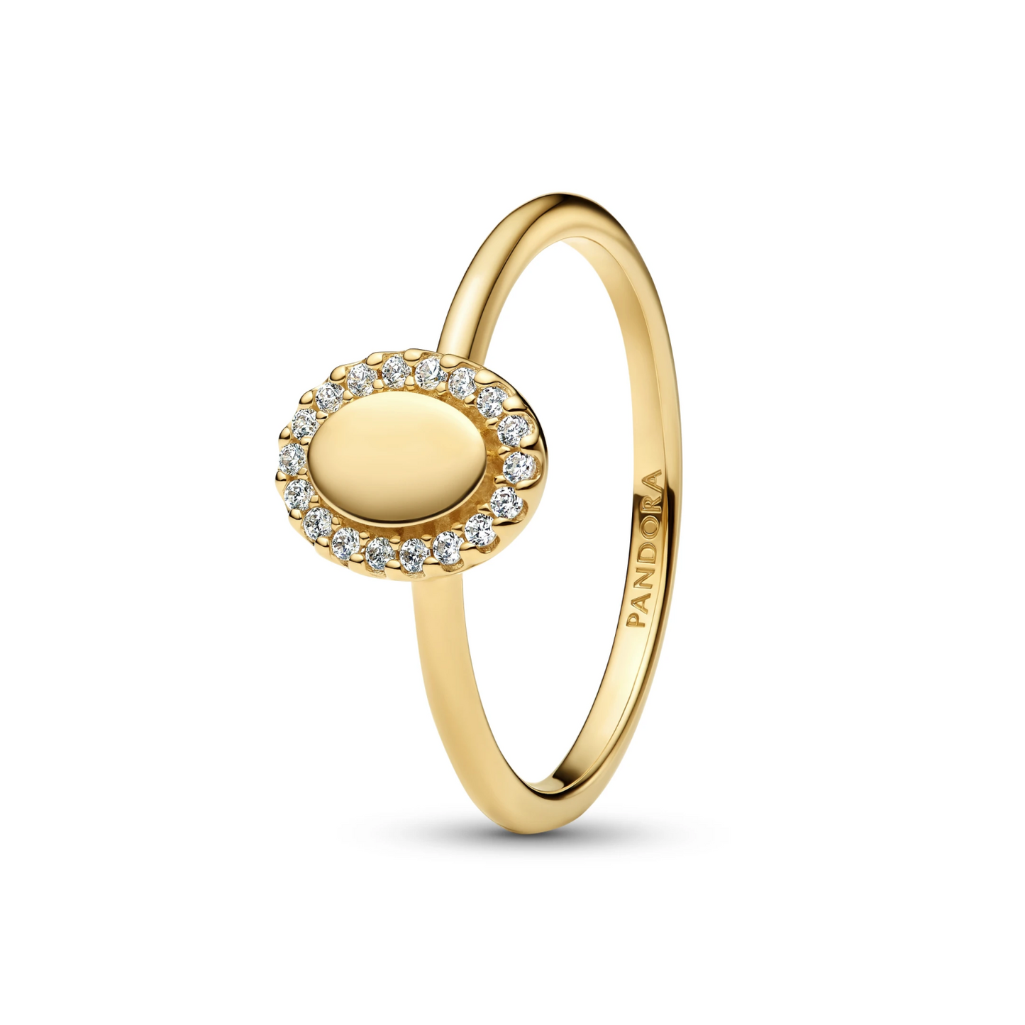 Graveerbare Ovale Halo Ring