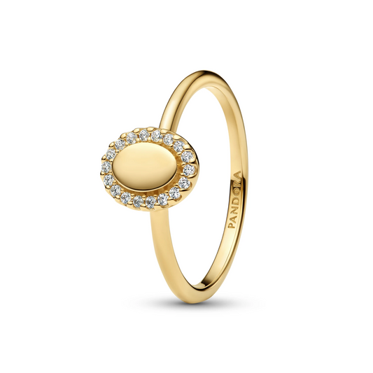 Graveerbare Ovale Halo Ring