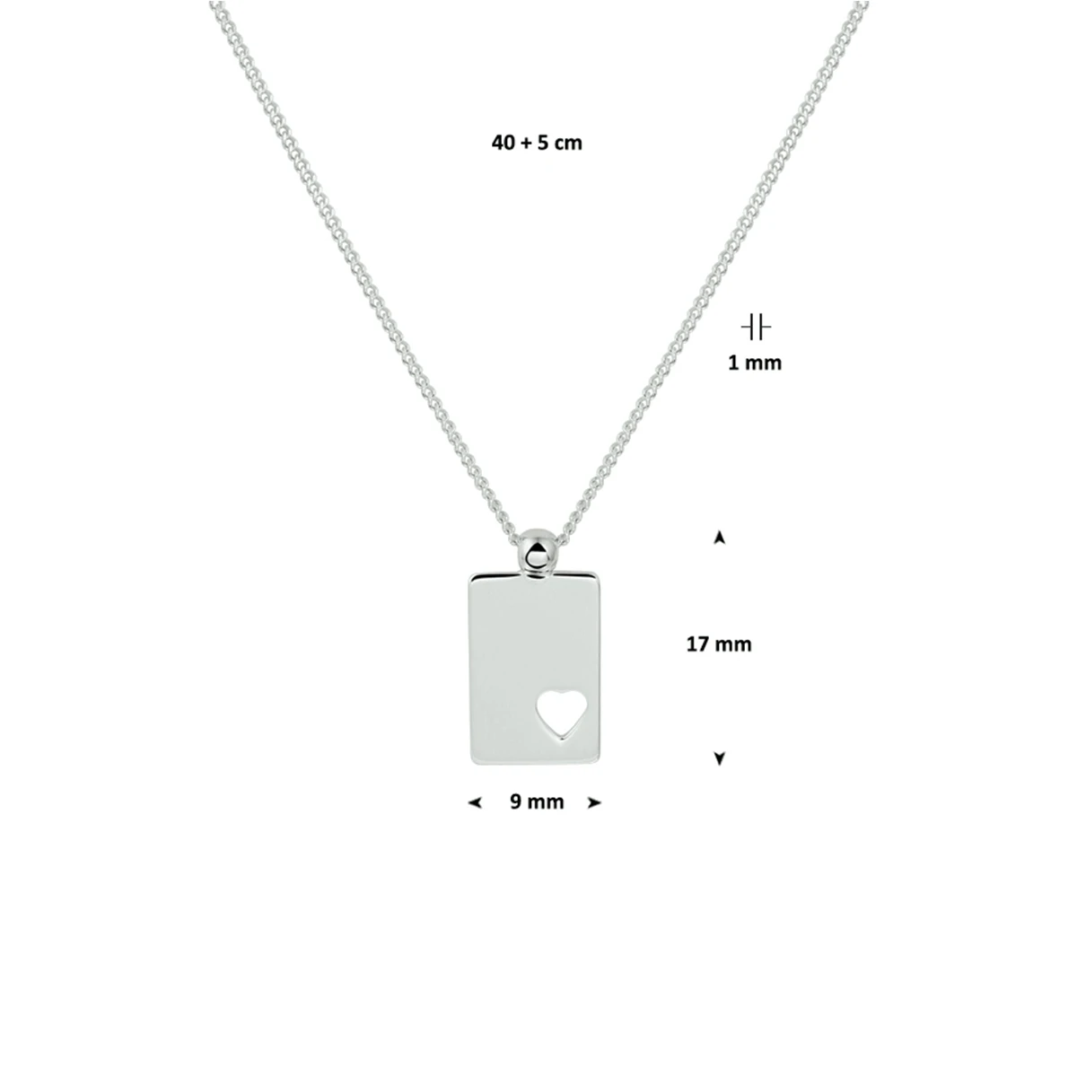 graveercollier 40 + 5 cm zilver gerhodineerd