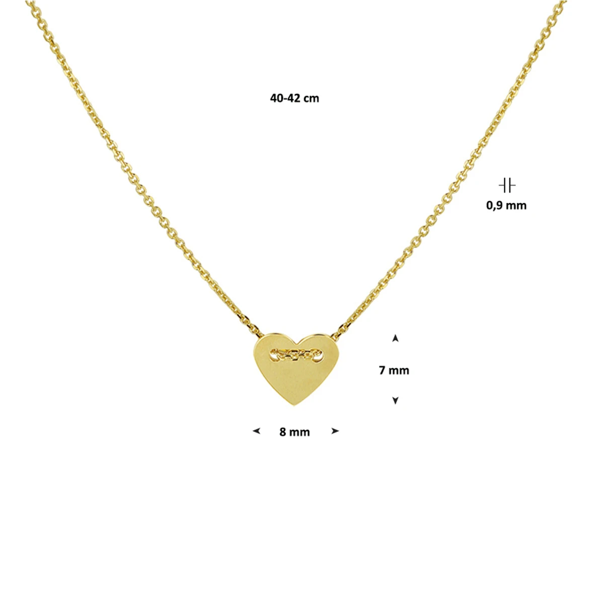 graveercollier hart 40 - 42 cm 14K geelgoud