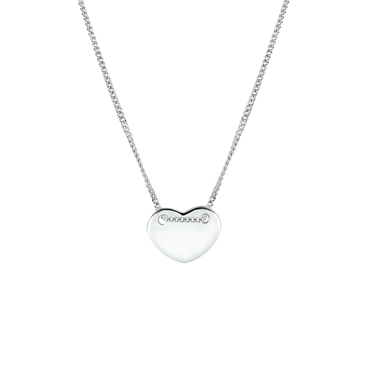 graveercollier hart 40 + 5 cm zilver gerhodineerd