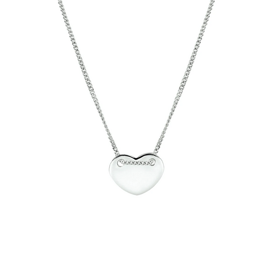 graveercollier hart 40 + 5 cm zilver gerhodineerd