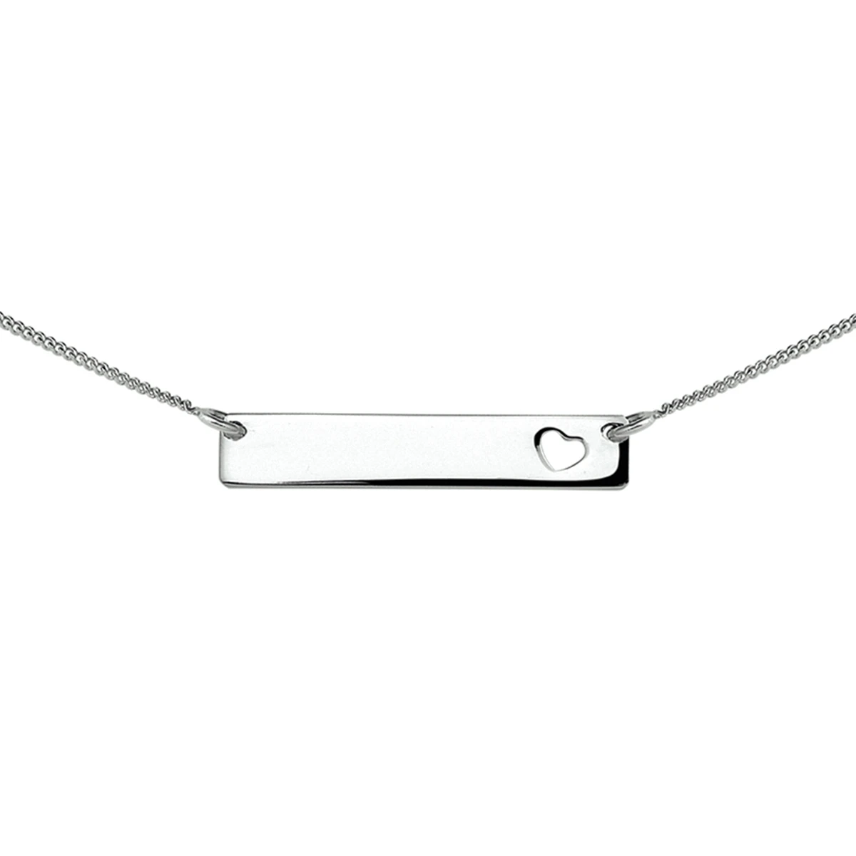 graveercollier hart plaat 5,0 mm 41 + 5 cm zilver gerhodineerd