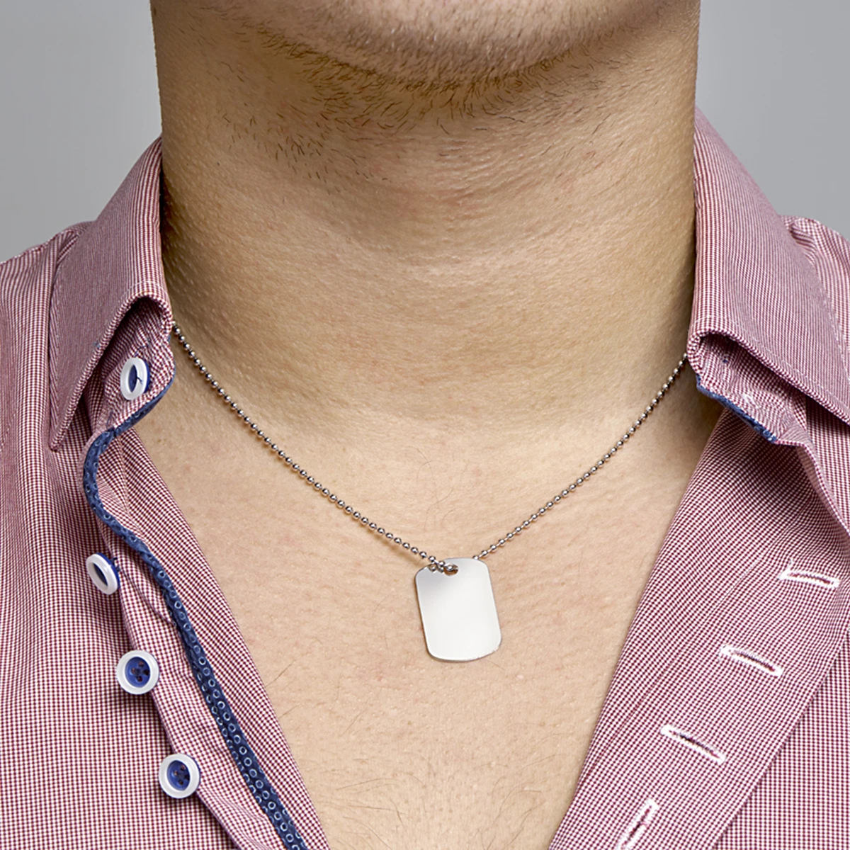graveercollier met dogtag zilver gerhodineerd