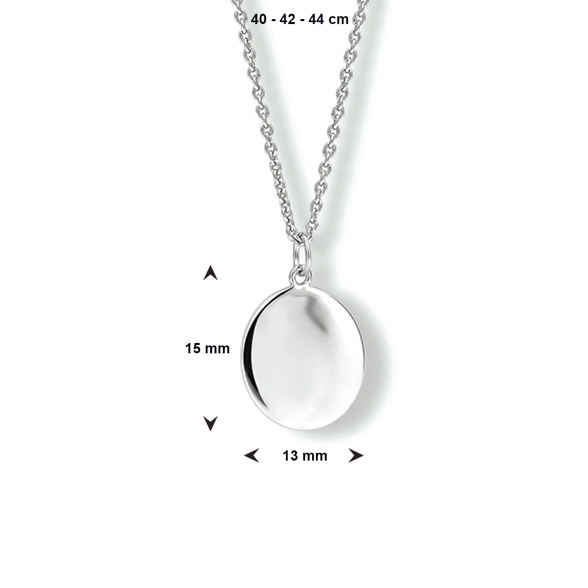 graveercollier ovaal 40 - 42 - 44 cm zilver gerhodineerd