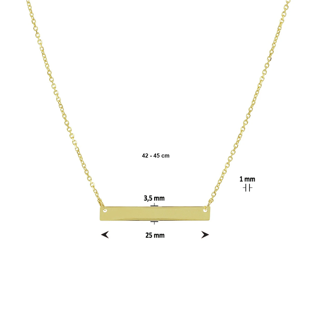 graveercollier plaat 3,5 mm 42 - 45 cm 14K geelgoud